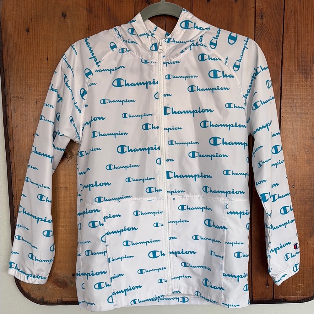 Champion White and Blue Logo Jacket